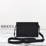 Gucci 795240 Black Embossed Large G Leather Shoulder Bag