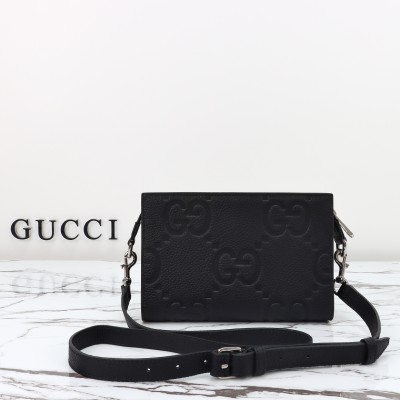 Gucci - 795240 Black Embossed Large G Leather Shoulder Bag 