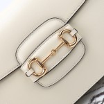 Gucci 602204 White Leather Shoulder Bag with Red and Green Accents