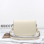 Gucci 602204 White Leather Shoulder Bag with Red and Green Accents