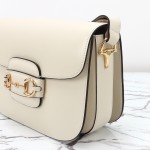 Gucci 602204 White Leather Shoulder Bag with Red and Green Accents