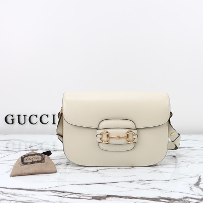 Gucci - 602204 White Leather Shoulder Bag Red & Green Accents 