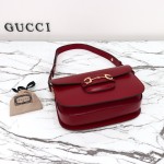 Gucci 602204 White Leather Shoulder Bag with Red and Green Accents