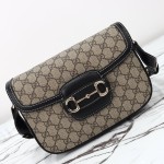 Gucci 815178 Brown & Black Leather Top Handle Bag