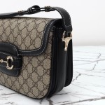 Gucci 815178 Brown & Black Leather Top Handle Bag