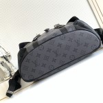 Louis Vuitton Christopher Small Backpack in Monogram Eclipse Reverse with Leather Trim and Side Pockets