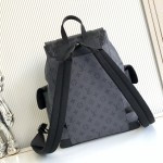 Louis Vuitton Christopher Small Backpack in Monogram Eclipse Reverse with Leather Trim and Side Pockets