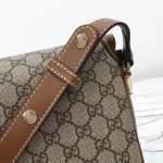 Gucci 815178 Brown & Black Leather Top Handle Bag