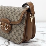 Gucci 815178 Brown & Black Leather Top Handle Bag