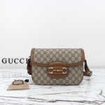 Gucci 815178 Brown & Black Leather Top Handle Bag