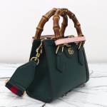 Gucci 702732 Dark Green White Leather Bag with Blue-Red Web Strap 20×16×10 cm