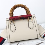 Gucci 702732 Dark Green White Leather Bag with Blue-Red Web Strap 20×16×10 cm