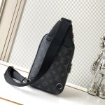 Louis Vuitton Avenue Small Shoulder Bag in Monogram Eclipse with Zippered Pocket and Adjustable Shoulder Strap
