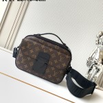 Louis Vuitton S Lock Messenger Bag in Monogram Macassar Canvas with S-lock and Leather Handle