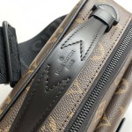 Louis Vuitton S Lock Messenger Bag in Monogram Macassar Canvas with S-lock and Leather Handle