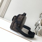 Louis Vuitton S Lock Messenger Bag in Monogram Macassar Canvas with S-lock and Leather Handle