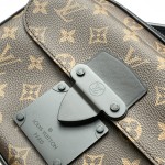 Louis Vuitton S Lock Messenger Bag in Monogram Macassar Canvas with S-lock and Leather Handle