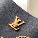 Louis Vuitton Lock and Walk Bucket Bag M24006/M24165 white black brown calfskin leather LV turn-lock gold chain