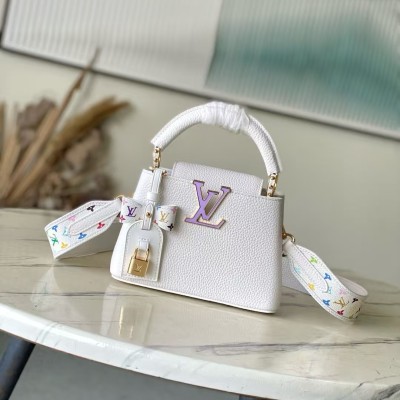 Louis Vuitton - Takashi Murakami Capucines Limited Tri-Color Edition M13253 Premium Replica in Light Green & Off-White Taurillon Leather