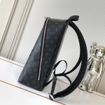 Louis Vuitton Discovery Slim Backpack in Monogram Eclipse Coated Canvas with Front Zipper Pocket