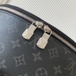 Louis Vuitton Discovery Slim Backpack in Monogram Eclipse Coated Canvas with Front Zipper Pocket