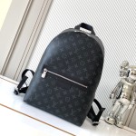 Louis Vuitton Discovery Slim Backpack in Monogram Eclipse Coated Canvas with Front Zipper Pocket