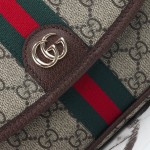 Gucci 836843 Beige–Brown & Brown–Red Leather Crossbody Bag 20×16×5cm