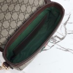 Gucci 836843 Beige–Brown & Brown–Red Leather Crossbody Bag 20×16×5cm