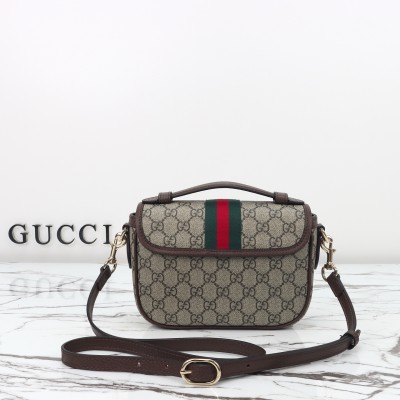 Gucci - 836843 Beige/Brown & Brown/Red Crossbody Bag 