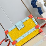 Louis Vuitton Petite Malle M11312 Ostrich Leather Bag with Puffy Trim
