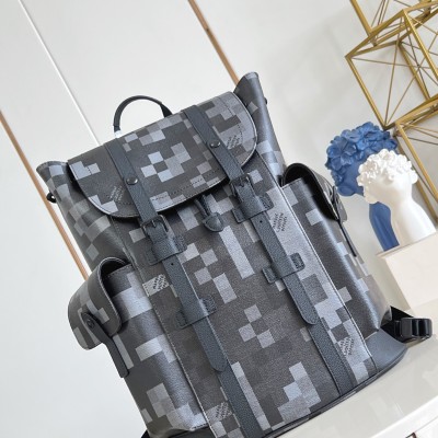 Louis Vuitton - Christopher Medium Backpack Damoflage Black Canvas M14952 Replica Bag