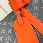 Louis Vuitton Keepall Bandoulière M15251 Monogram Eclipse with Orange Leather Replica Travel Bag