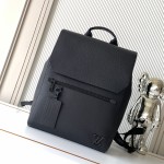 Louis Vuitton Flap Backpack in Black Original Leather with Magnetic Flap and Zipper Pockets