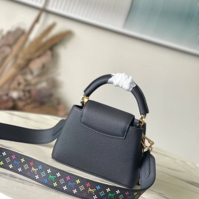 Louis Vuitton - Capucines Murakami Panda Multicolor M13878 Black Taurillon Leather with Tricolor Accents (Small & Medium)