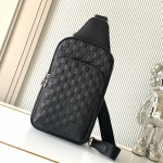 Louis Vuitton Avenue Shoulder Bag in Damier Infini Leather with Classic Checkered Pattern and Adjustable Strap