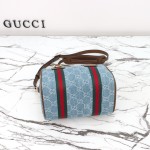 Gucci 859975 Blue Denim and Brown Leather Handbag