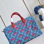 Louis Vuitton Speedy Soft 30 Handbag M87627 Monogram Denim with Cherry Embroidery