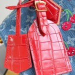Louis Vuitton Speedy Soft 30 Handbag M87627 Monogram Denim with Cherry Embroidery
