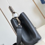 Louis Vuitton Capucines Mini Handbag M85513 Black Taurillon Leather with Python Handle
