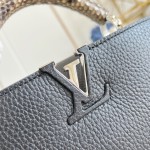 Louis Vuitton Capucines Mini Handbag M85513 Black Taurillon Leather with Python Handle