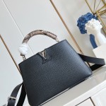 Louis Vuitton Capucines Mini Handbag M85513 Black Taurillon Leather with Python Handle