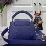 Louis Vuitton Capucines M11908 Mini & BB Handbag in Ostrich-Embossed Leather with Pearl Chain