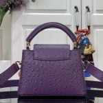 Louis Vuitton Capucines M11908 Mini & BB Handbag in Ostrich-Embossed Leather with Pearl Chain