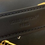 Louis Vuitton Side Trunk Medium Handbag M25568 in Black Leather with LV Stickers Design
