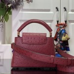 Louis Vuitton Capucines M11908 Mini & BB Handbag in Ostrich-Embossed Leather with Pearl Chain