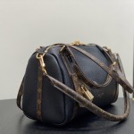 Louis Vuitton Express Small Handbag M26039 Black and M26360 Elephant Grey Leather Pillow Bag