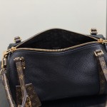Louis Vuitton Express Small Handbag M26039 Black and M26360 Elephant Grey Leather Pillow Bag