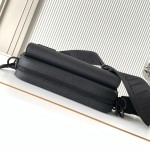 Louis Vuitton Fastline Messenger Bag in Black Soft Calf Leather with Front Pocket and Adjustable Strap
