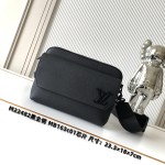 Louis Vuitton Fastline Messenger Bag in Black Soft Calf Leather with Front Pocket and Adjustable Strap