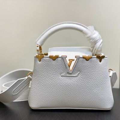 Louis Vuitton Capucines Mini Bag M56669 – White Taurillon Leather with Monogram Flower Crown